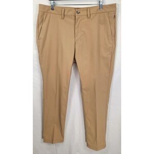 Untuckit Chancellor Performance Pants Straight Fit Beige Wicking Golf Sz 36 X 30